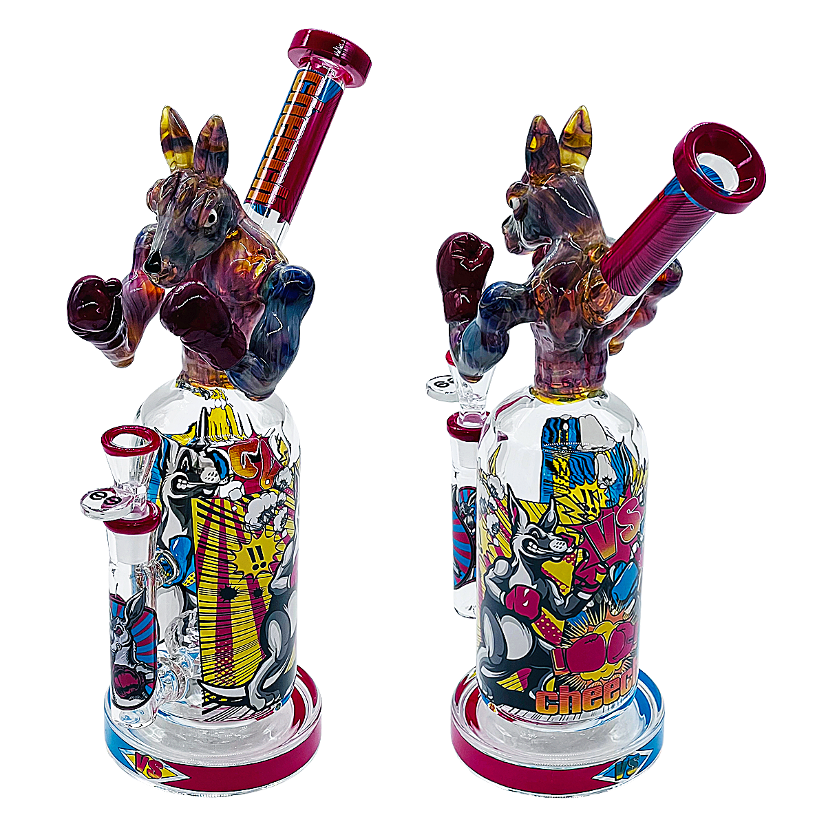 Cheech Boxing Kangaroo Dome Shaped Waterpipe (CHE-427) | 13 inches | Assorted Colors product image